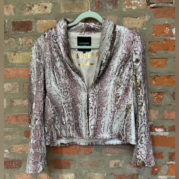 Le Superbee sequins snake print blazer. - Picture 1 of 4